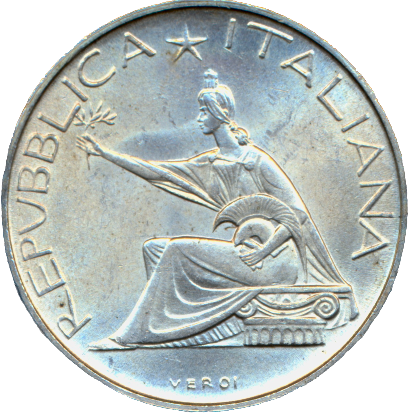 Italy KM99 1961 Silver 500 lire UNC