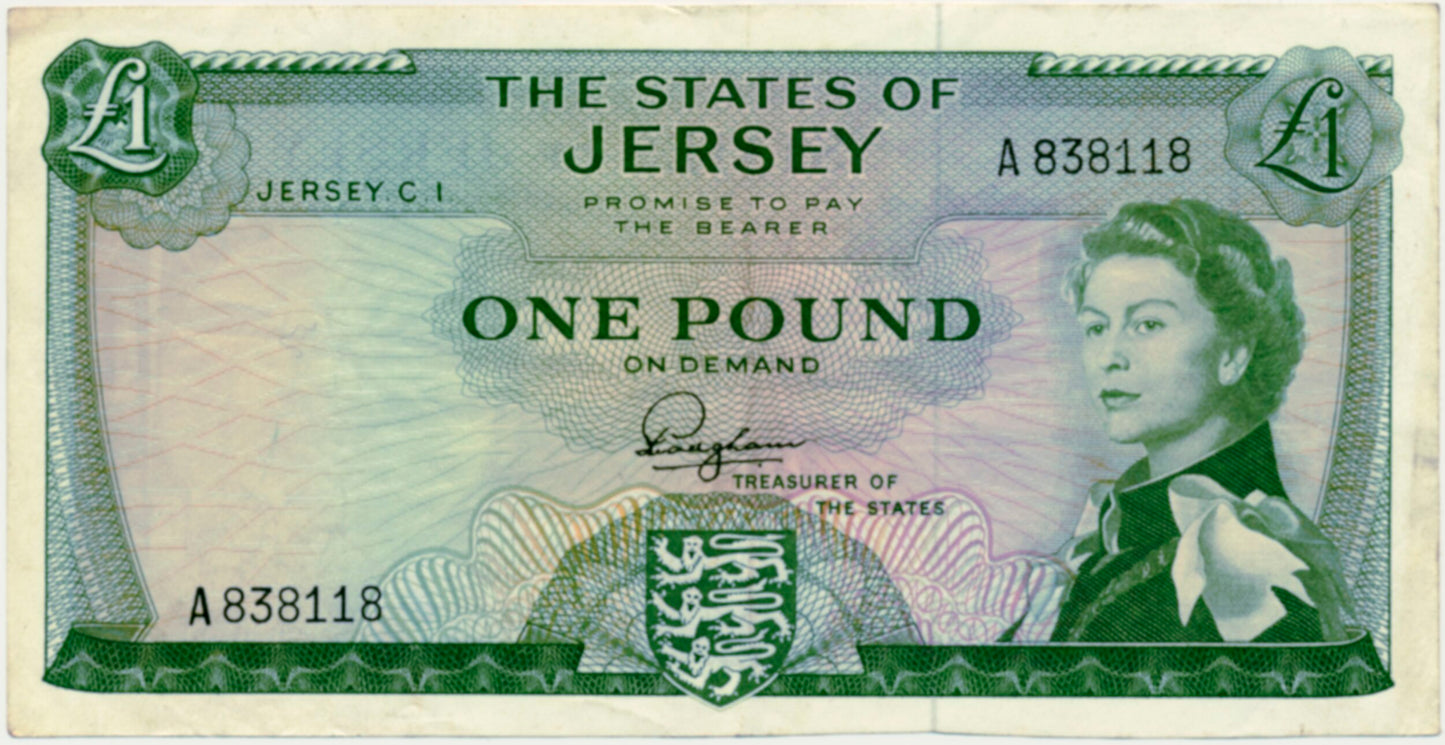 JERSEY P.8a JE11a 1963-1976 £1 NEF A