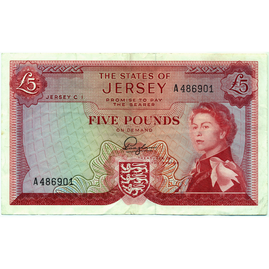 JE21a The States of Jersey 1963-1972 £5 GVF A