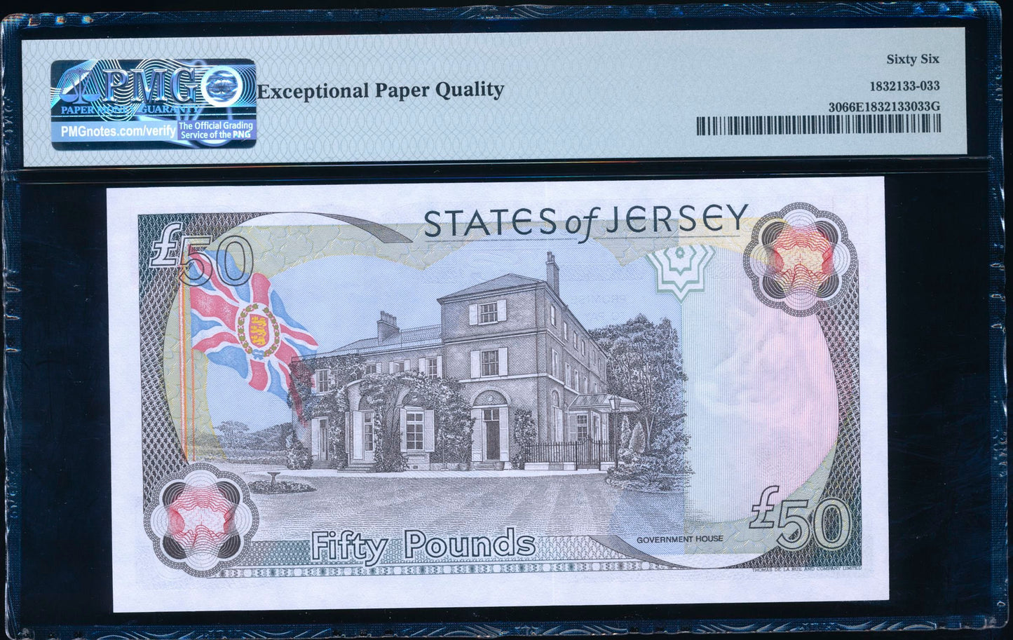 JERSEY P.30 JE52b 1993-2010 Black £50 SUPERB GEM UNC 66 EPQ AC999954