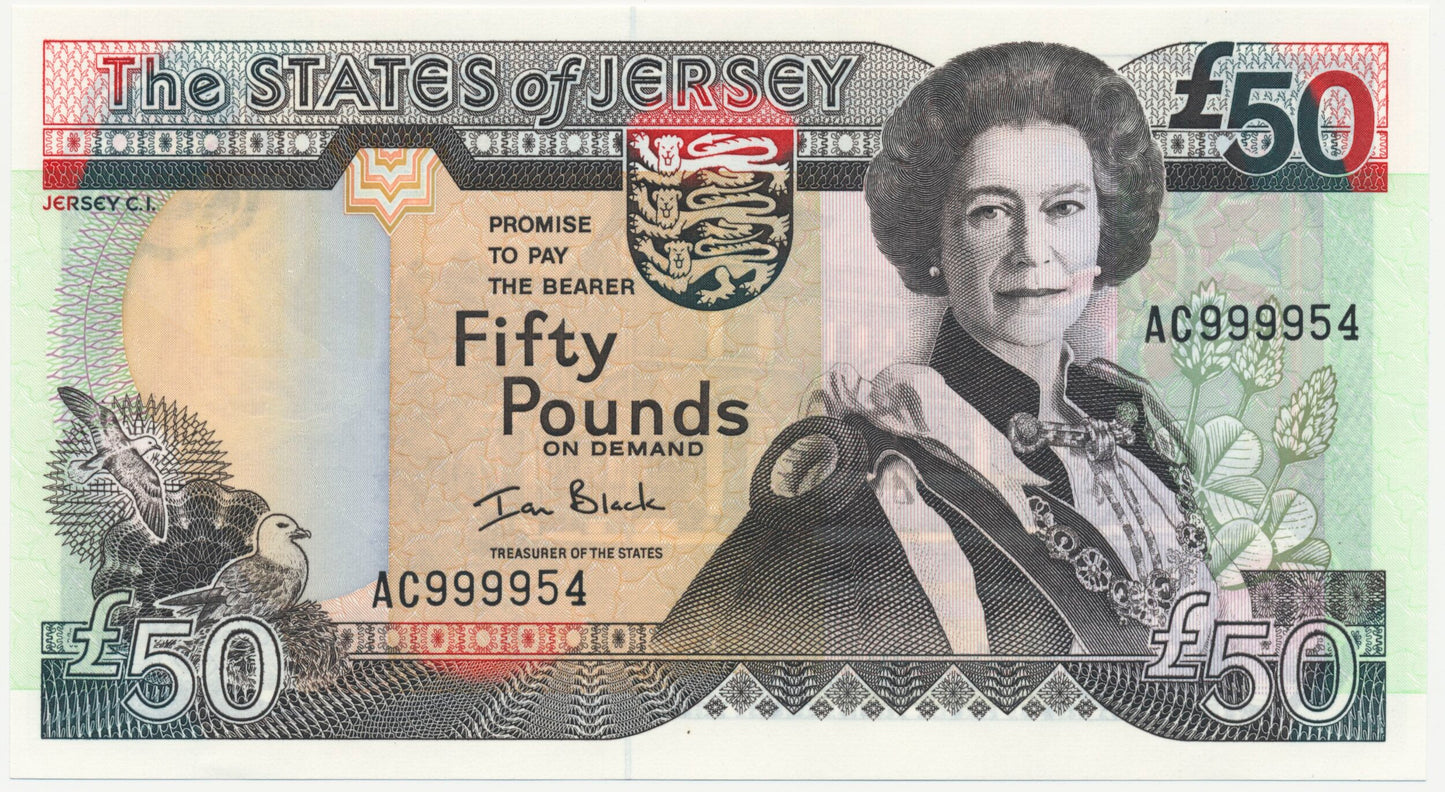 JERSEY P.30 JE52b 1993-2010 Black £50 SUPERB GEM UNC 66 EPQ AC999954