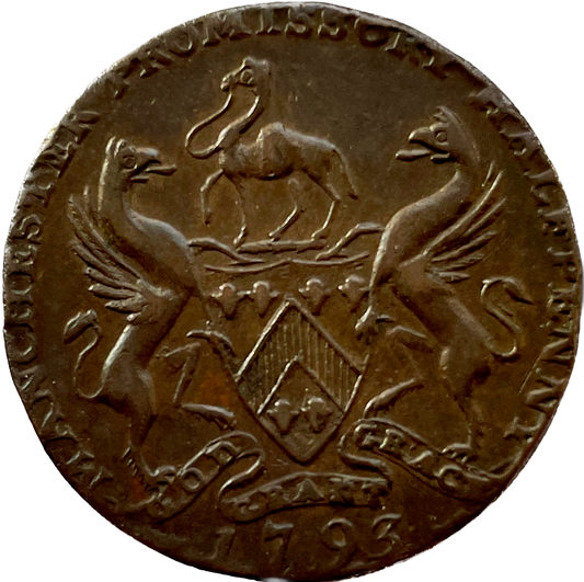 Lancashire D&H 131 Manchester 1793 Conder Halfpenny