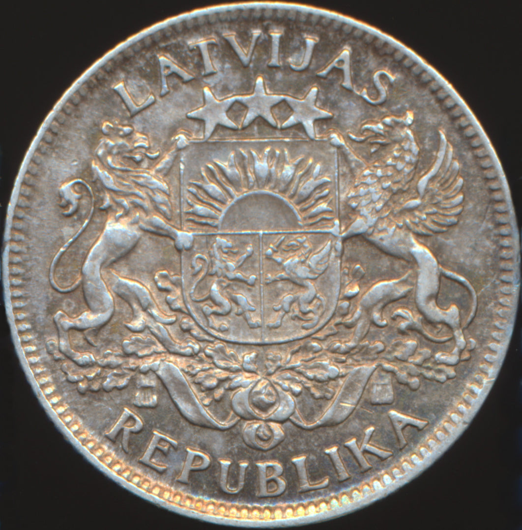 Latvia KM7 1924 Silver 1 Lats GEF