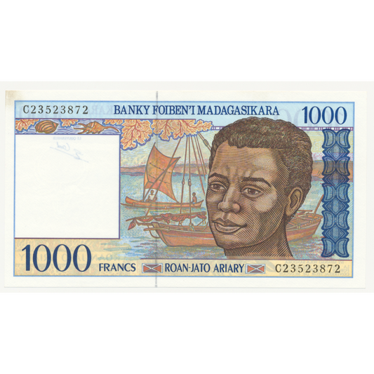 MADAGASCAR P.76 1994 1000 Francs AUNC