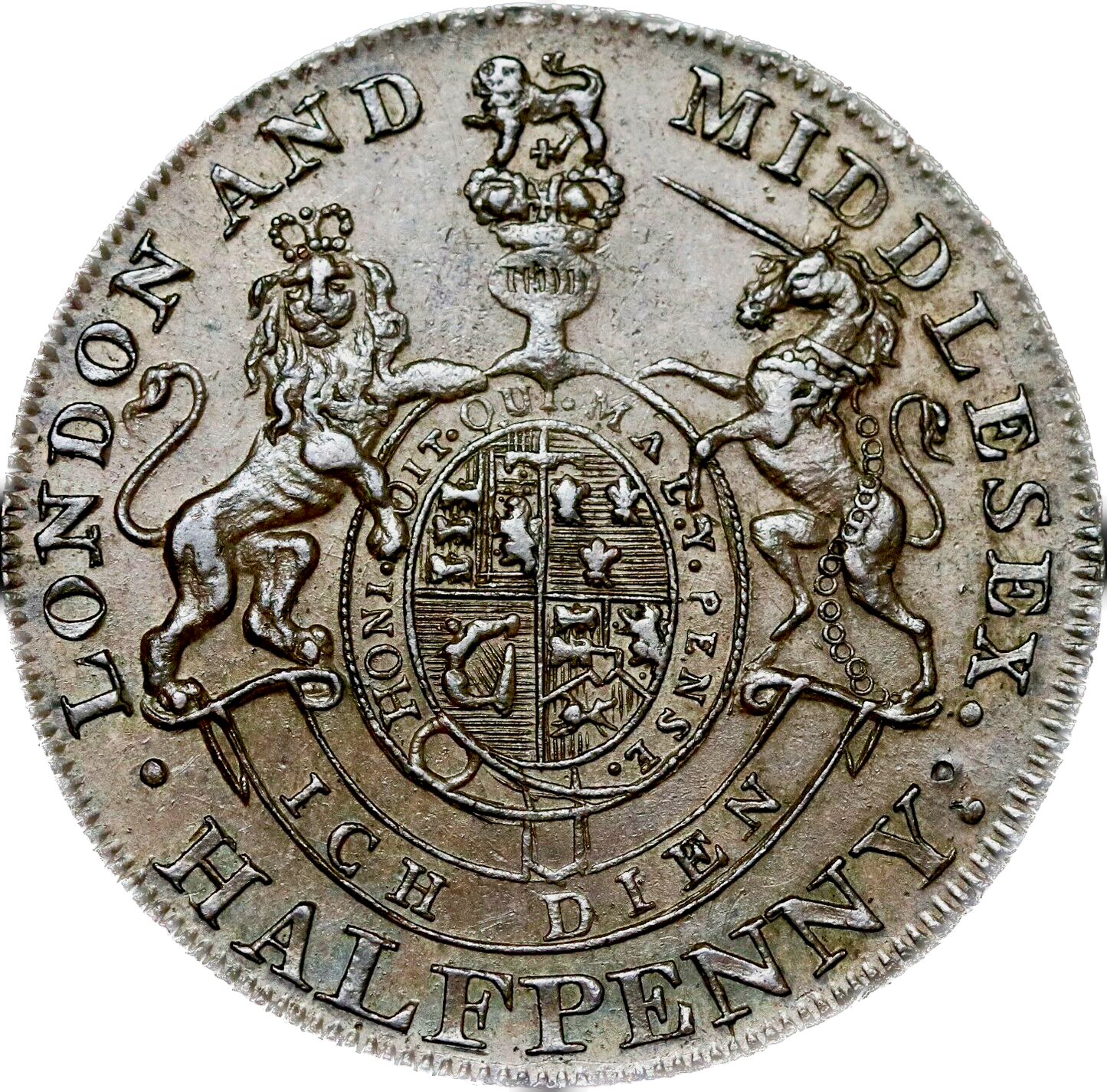 Middlesex D&H 952 National Series 1794 Conder Halfpenny