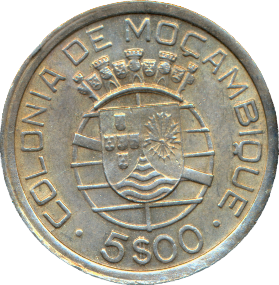 Mozambique KM69 1949 Silver 5 Escudos AUNC