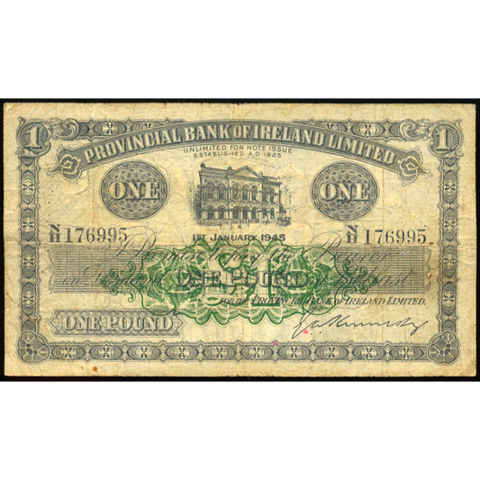 NI702b P235b 1945 Provincial Bank of Ireland £1 F