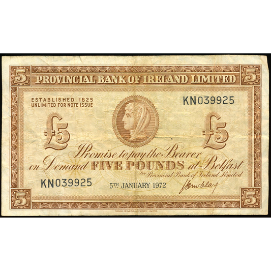NI715 P246 1968-1972 Provincial Bank of Ireland £5 F