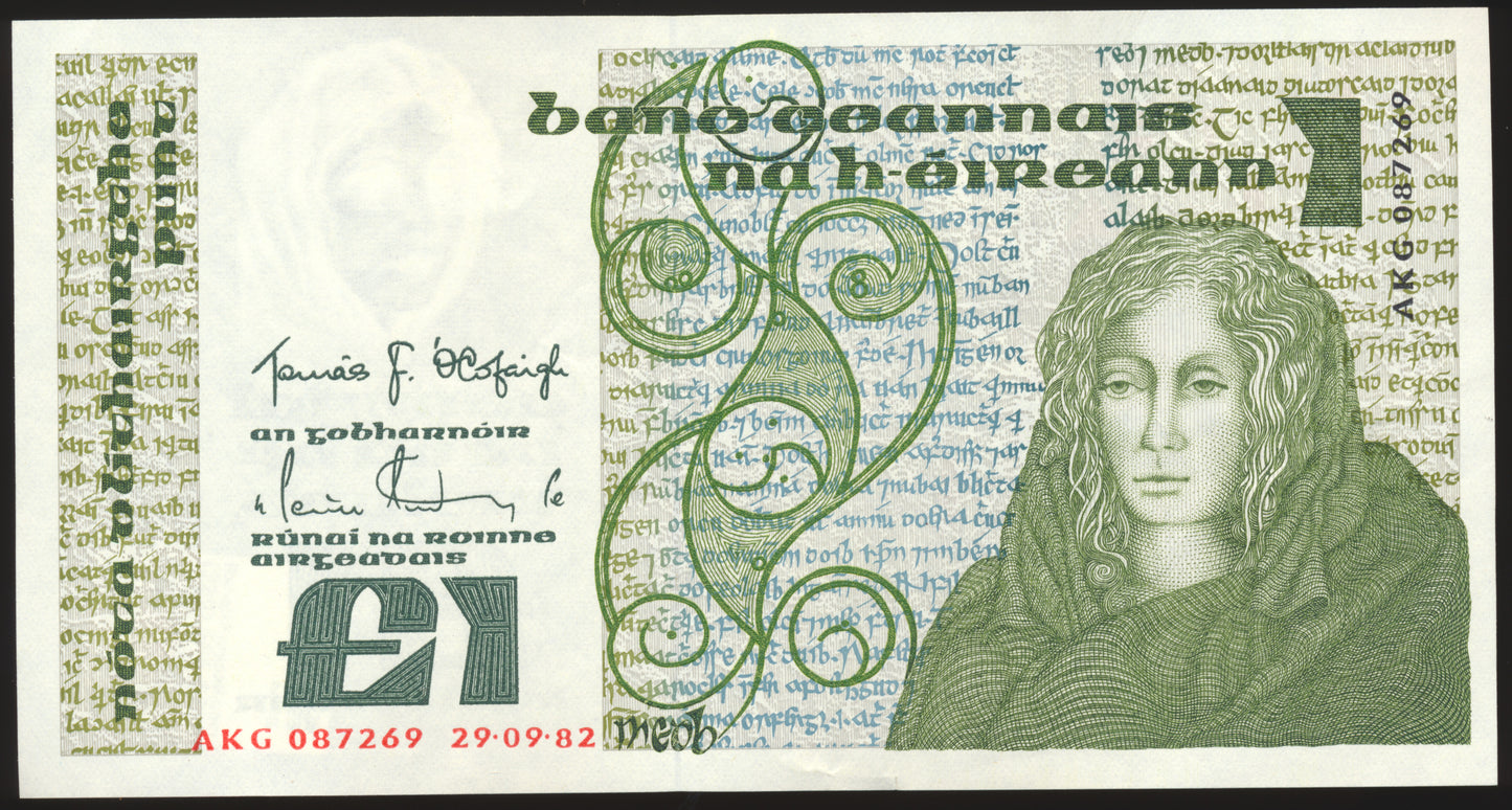 IRELAND P.70c 1984 £1 AUNC