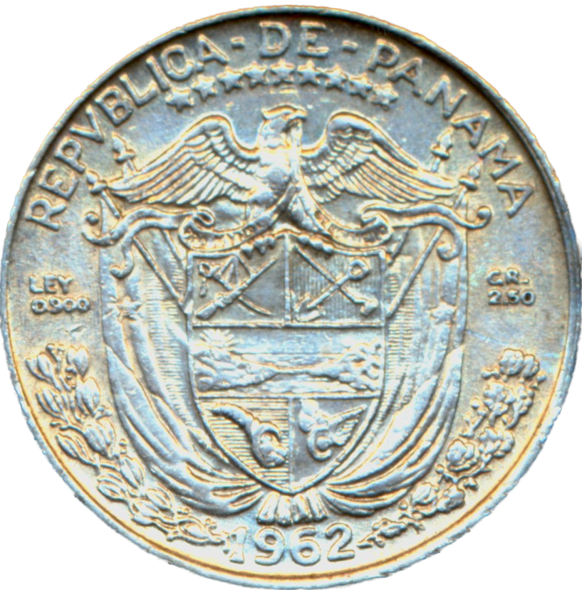 Panama KM10.2 1962 Silver 1/10 Balboa UNC