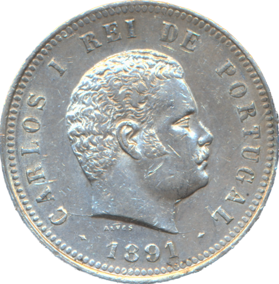 Portugal KM534 1891 Silver 200 Reis NEF/EF