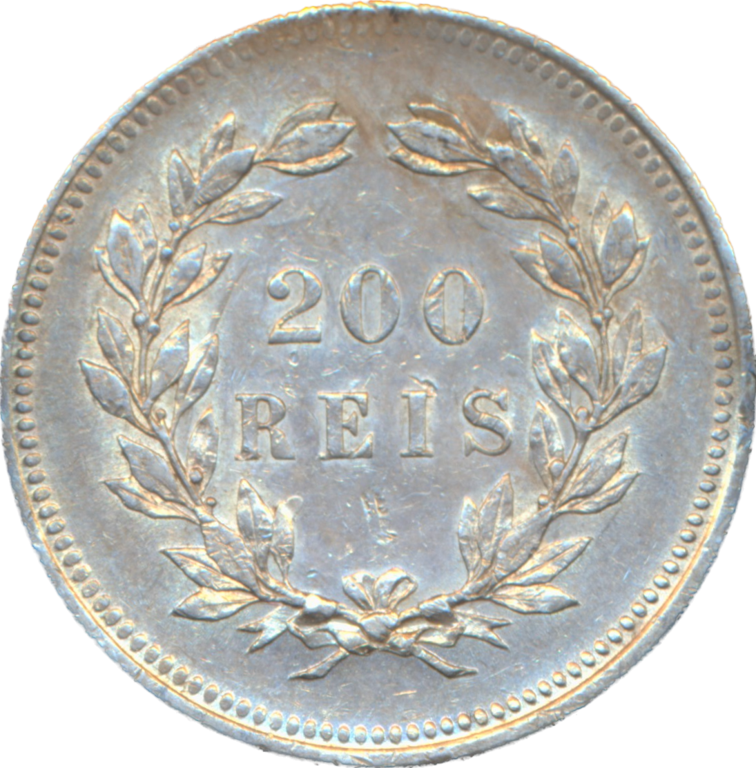 Portugal KM534 1891 Silver 200 Reis NEF/EF