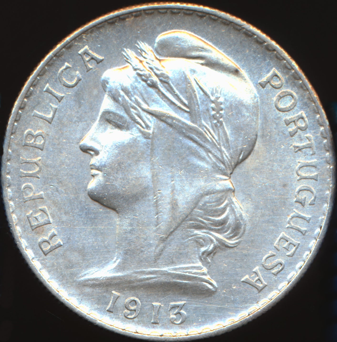 Portugal KM561 1913 Silver 50 Centavos UNC
