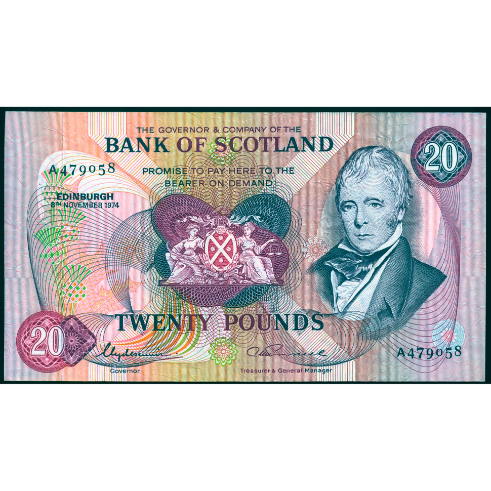 SCOTLAND P.114c SC145c 1974 Bank of Scotland £20 GEF A
