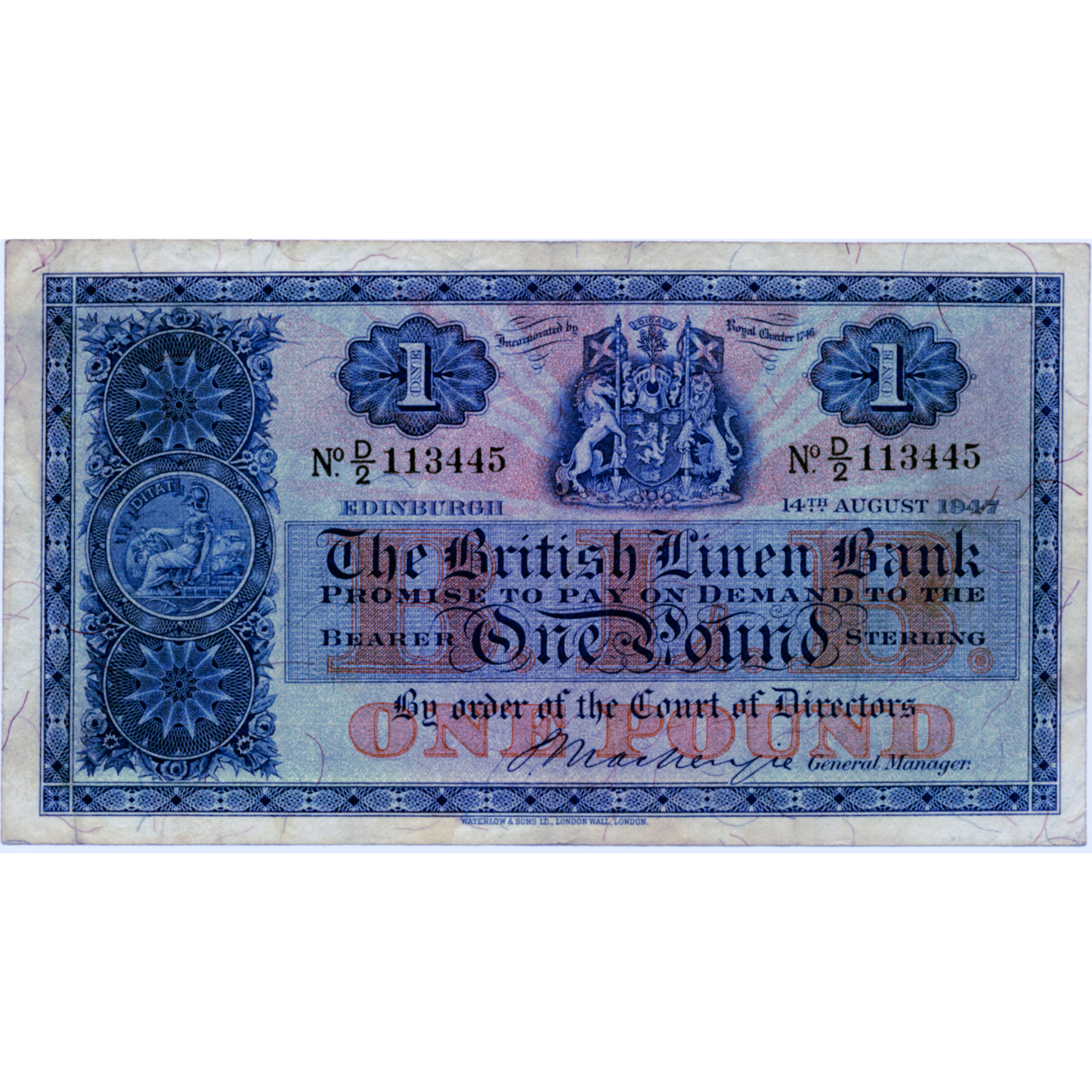 SCOTLAND P.157c SC205b 1947 British Linen Bank £1 GVF D/2