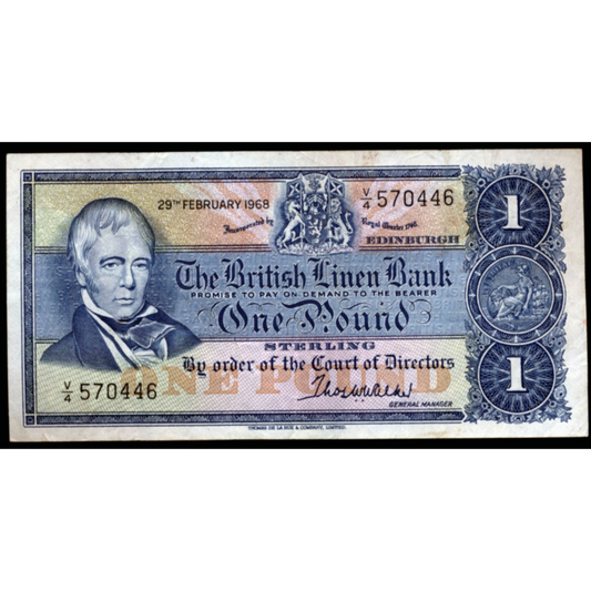 SCOTLAND P.169a SC210 1968 British Linen Bank £1 EF V/4