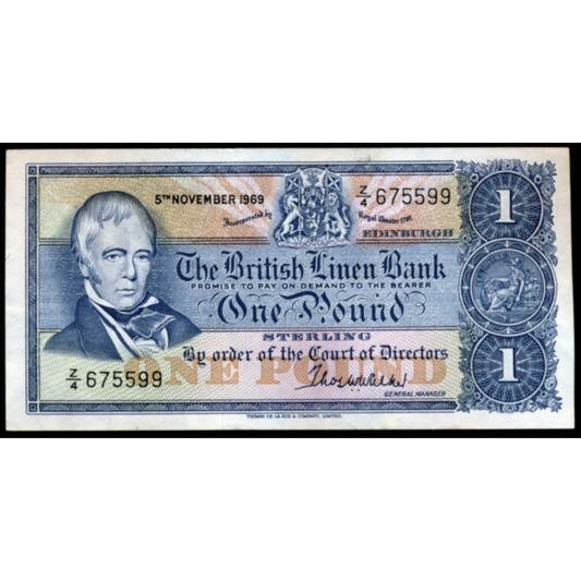 SCOTLAND P.169a SC210 1969 British Linen Bank £1 EF Z/4