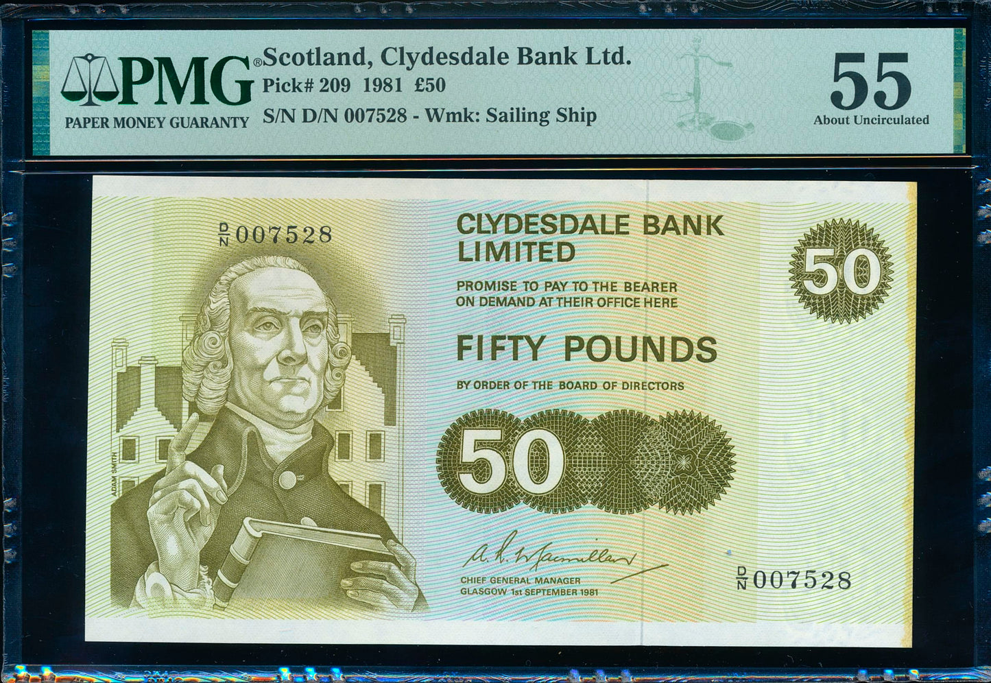 SCOTLAND P.209 SC325 1981 Clydesdale Bank £50 D/N 55 AUNC