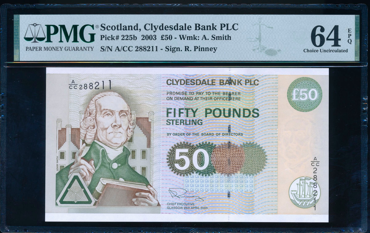 SCOTLAND P.225b SC362b 2003 Clydesdale Bank £50 CHOICE UNC 64 EPQ