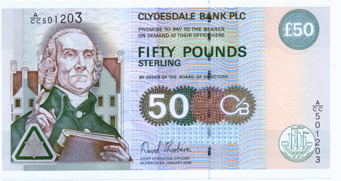 SCOTLAND P.225c SC364 2006 Clydesdale Bank £50 GEM UNC 65 EPQ