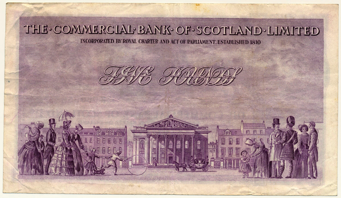 SCOTLAND P.S333 SC414a 1952 Commercial Bank of Scotland £5 VF 16R