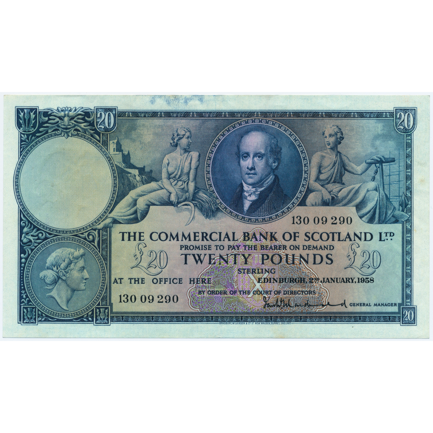 P.S324 SC424b 1958 Commercial Bank of Scotland £20 EF 13O