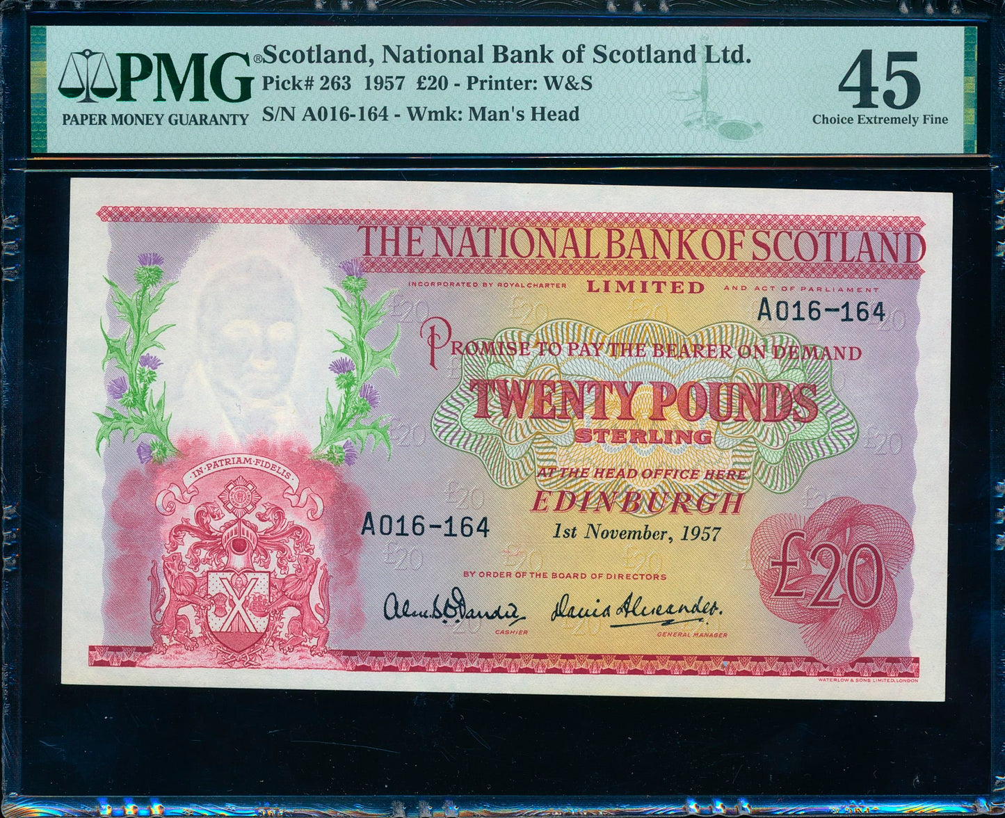 SCOTLAND P.263 SC523 1957 National Bank of Scotland £20 A 45 CHOICE EF