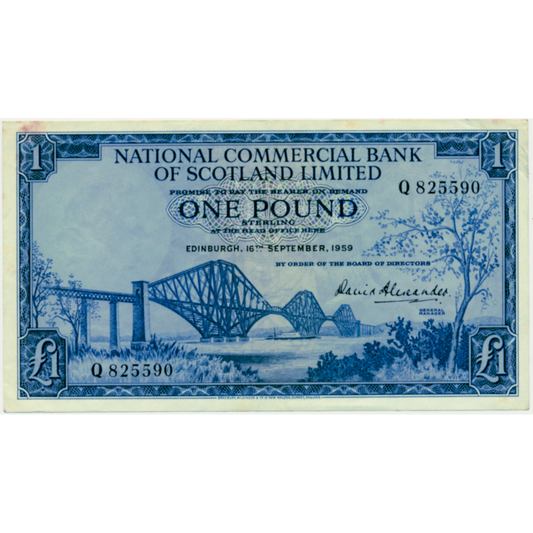 SCOTLAND P.265 SC601 1959 National Commercial Bank of Scotland £1 EF Q