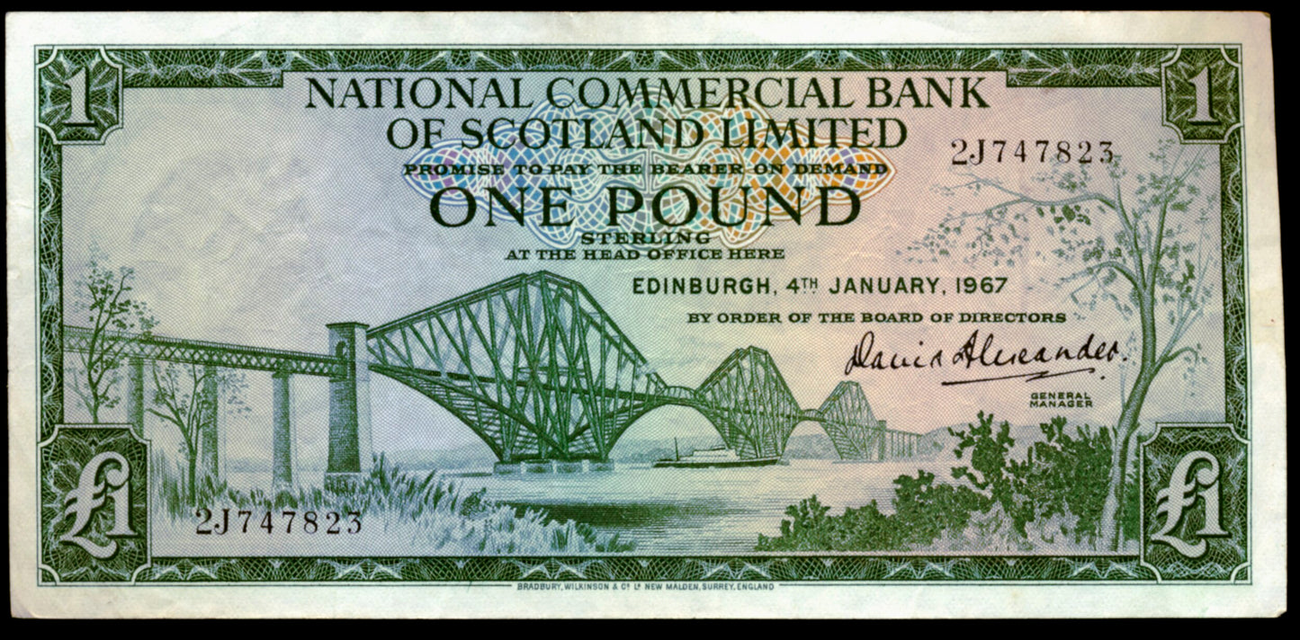 SCOTLAND P.271a SC602b 1967 National Commercial Bank of Scotland £1 EF 2J