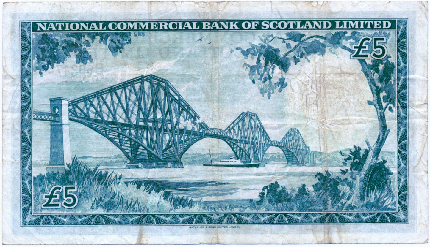 SCOTLAND P.266 SC611 1959 National Commercial Bank of Scotland £5 VF B