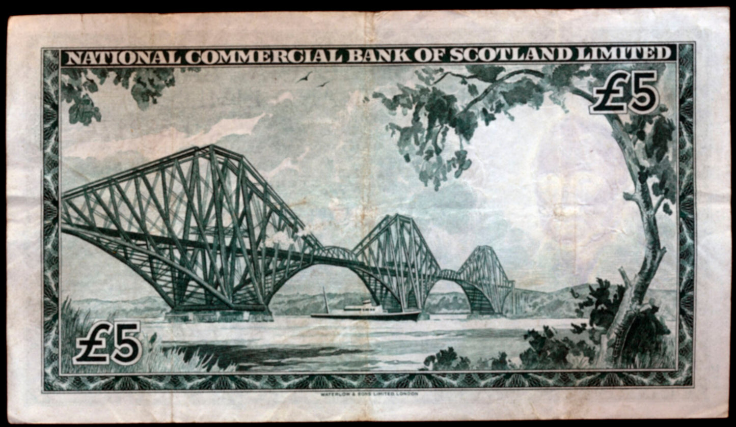 SCOTLAND P.270 SC612 1961 National Commercial Bank of Scotland £5 VF H