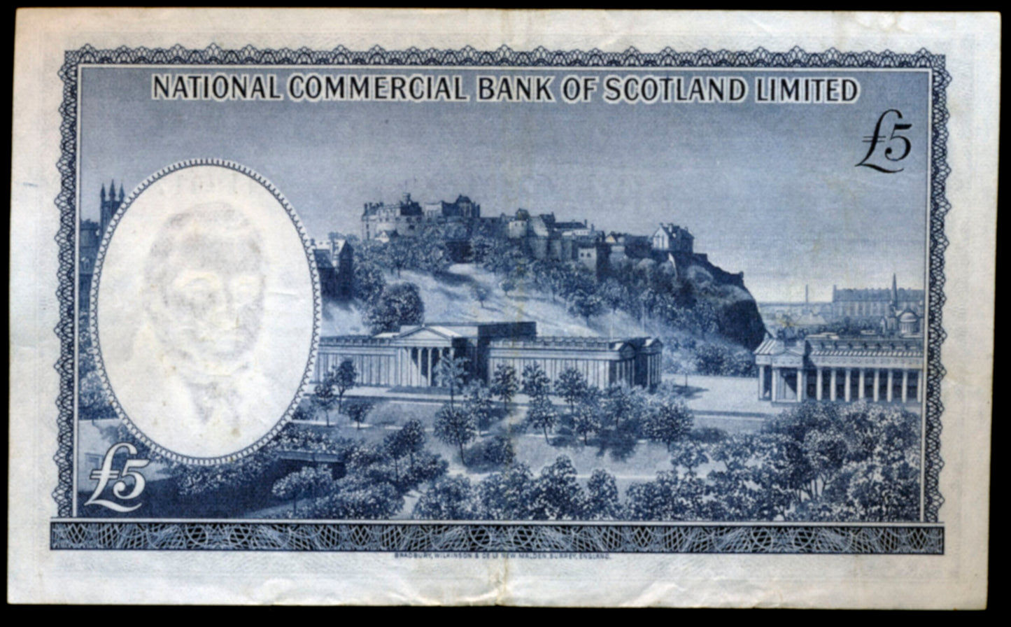 SCOTLAND P.272a SC613a 1963 National Commercial Bank of Scotland £5 EF C