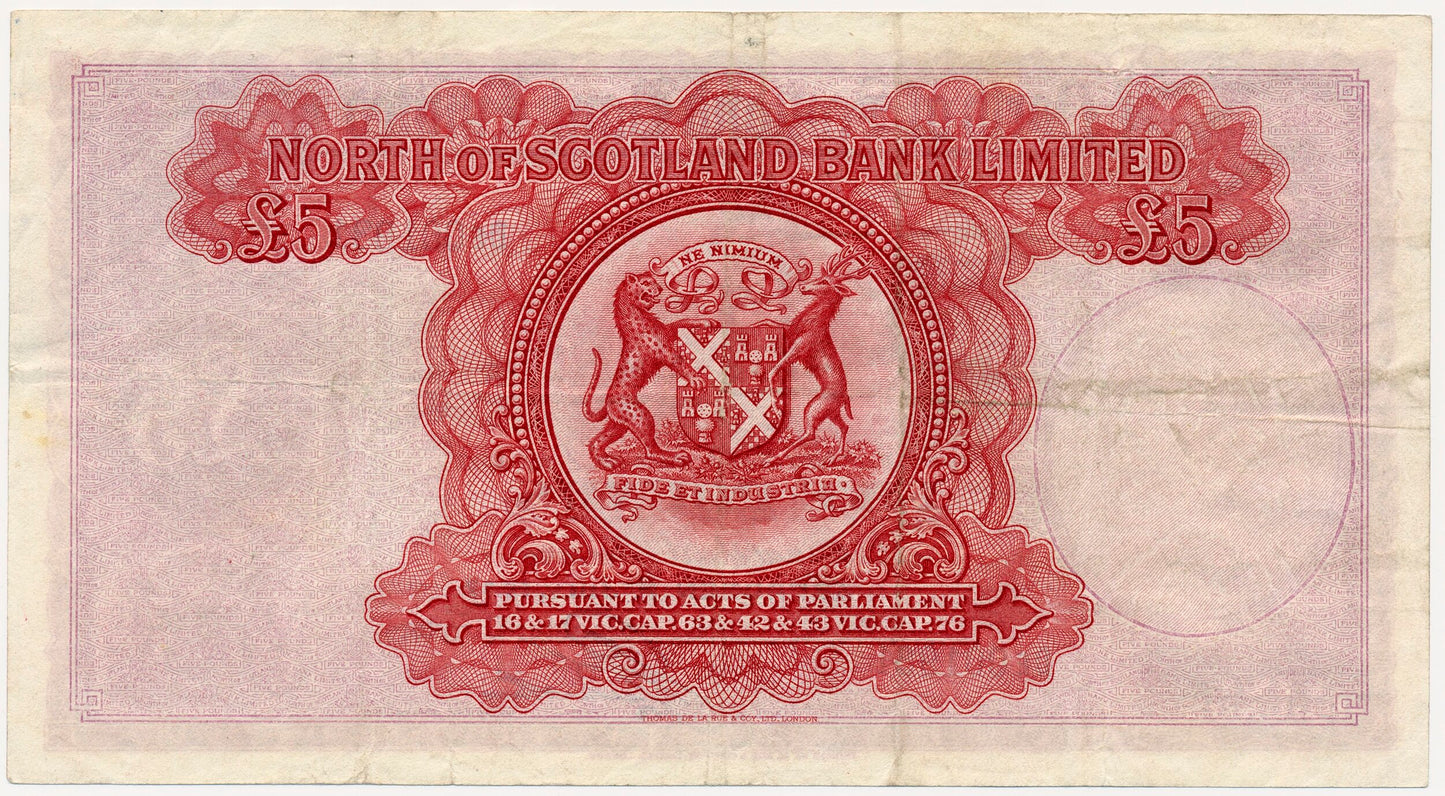 SCOTLAND P.S645 SC715b 1947 North of Scotland Bank £5 VF 30