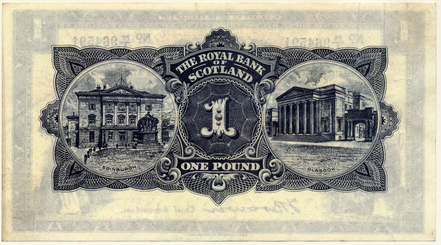 SCOTLAND P.322b SC802d 1947 Royal Bank of Scotland £1 AEF M/1