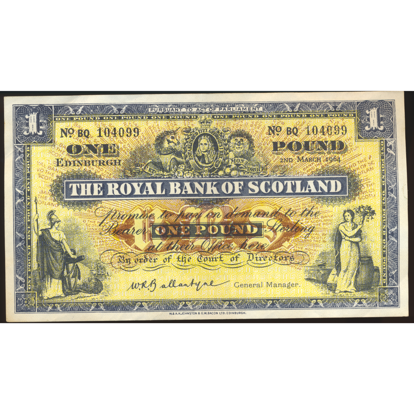 SC803 RB55h 1964 Royal Bank of Scotland £1 AUNC