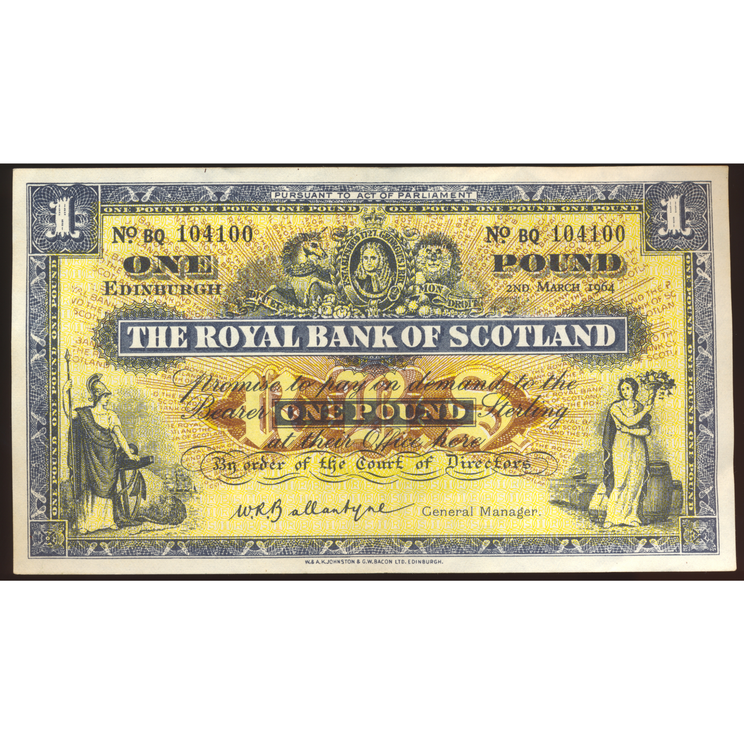SC803 RB55h 1964 Royal Bank of Scotland £1 GEF