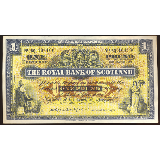 SCOTLAND P.324b SC803 1964 Royal Bank of Scotland £1 GEF