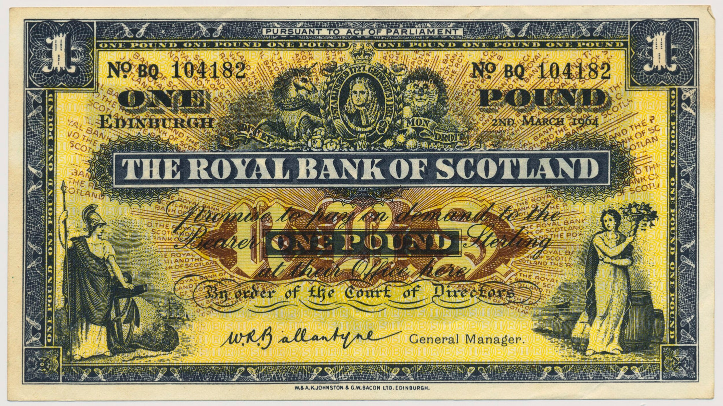 SCOTLAND P.324b SC803 1964 Royal Bank of Scotland £1 EF BQ