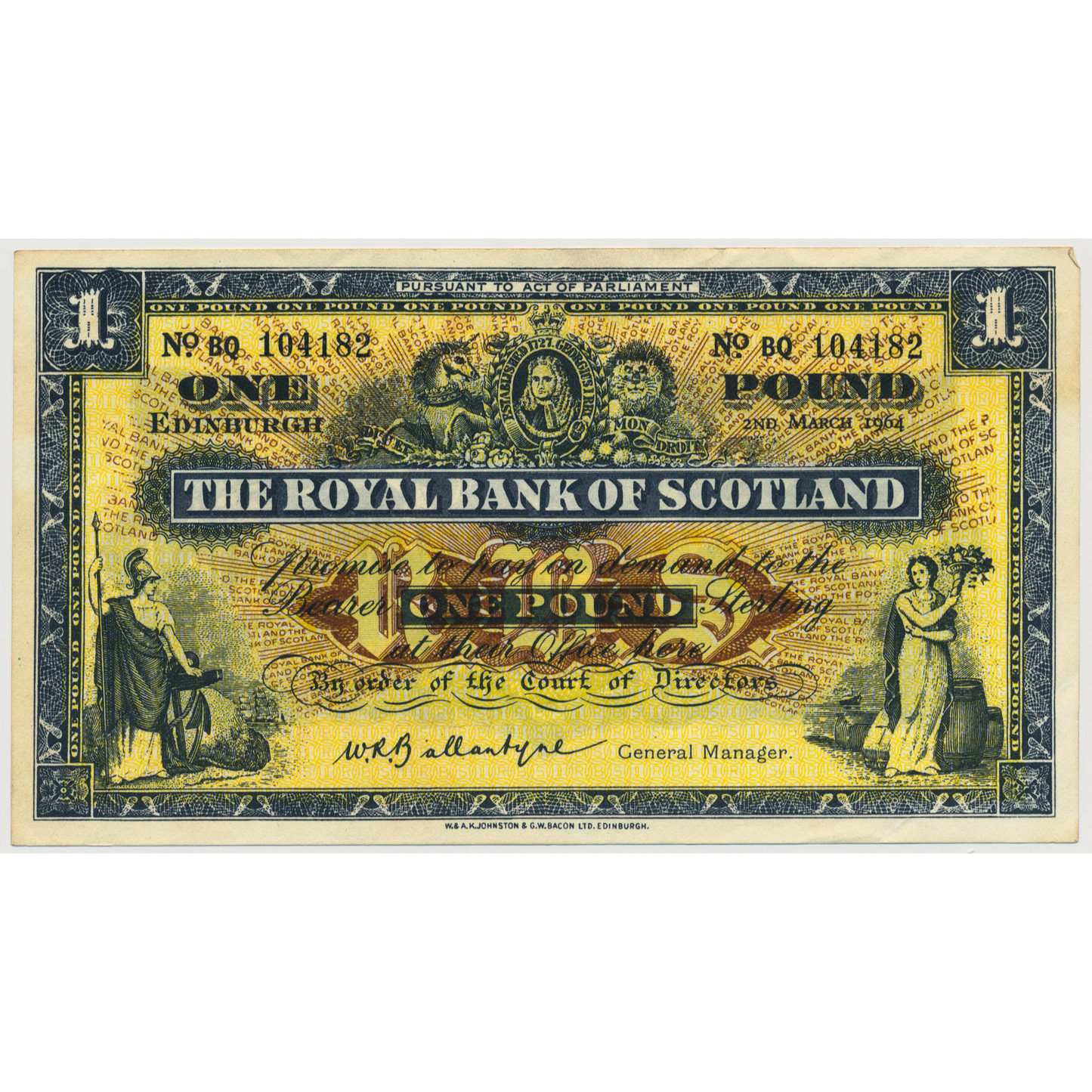SCOTLAND P.324b SC803 1964 Royal Bank of Scotland £1 EF BQ