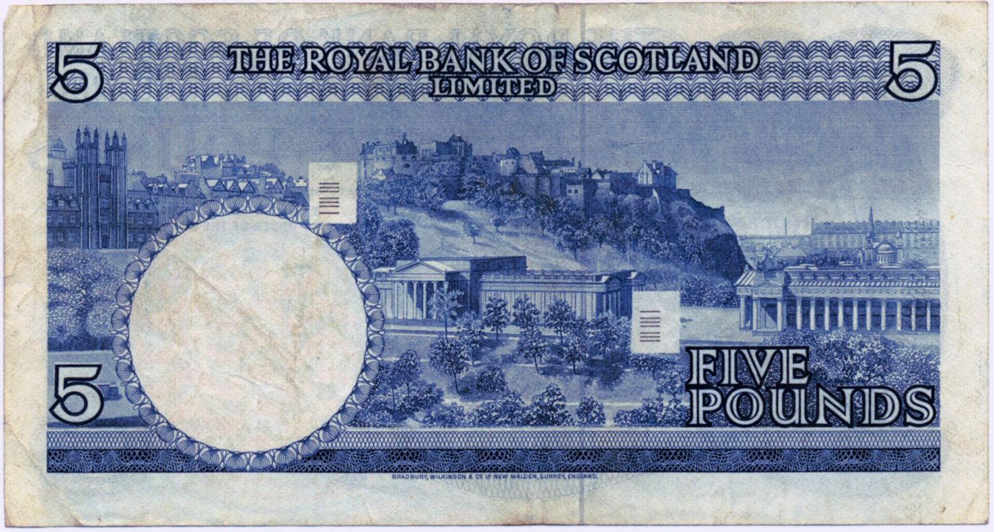 SCOTLAND P.335 SC816b 1970 Royal Bank of Scotland £5 EF A/16