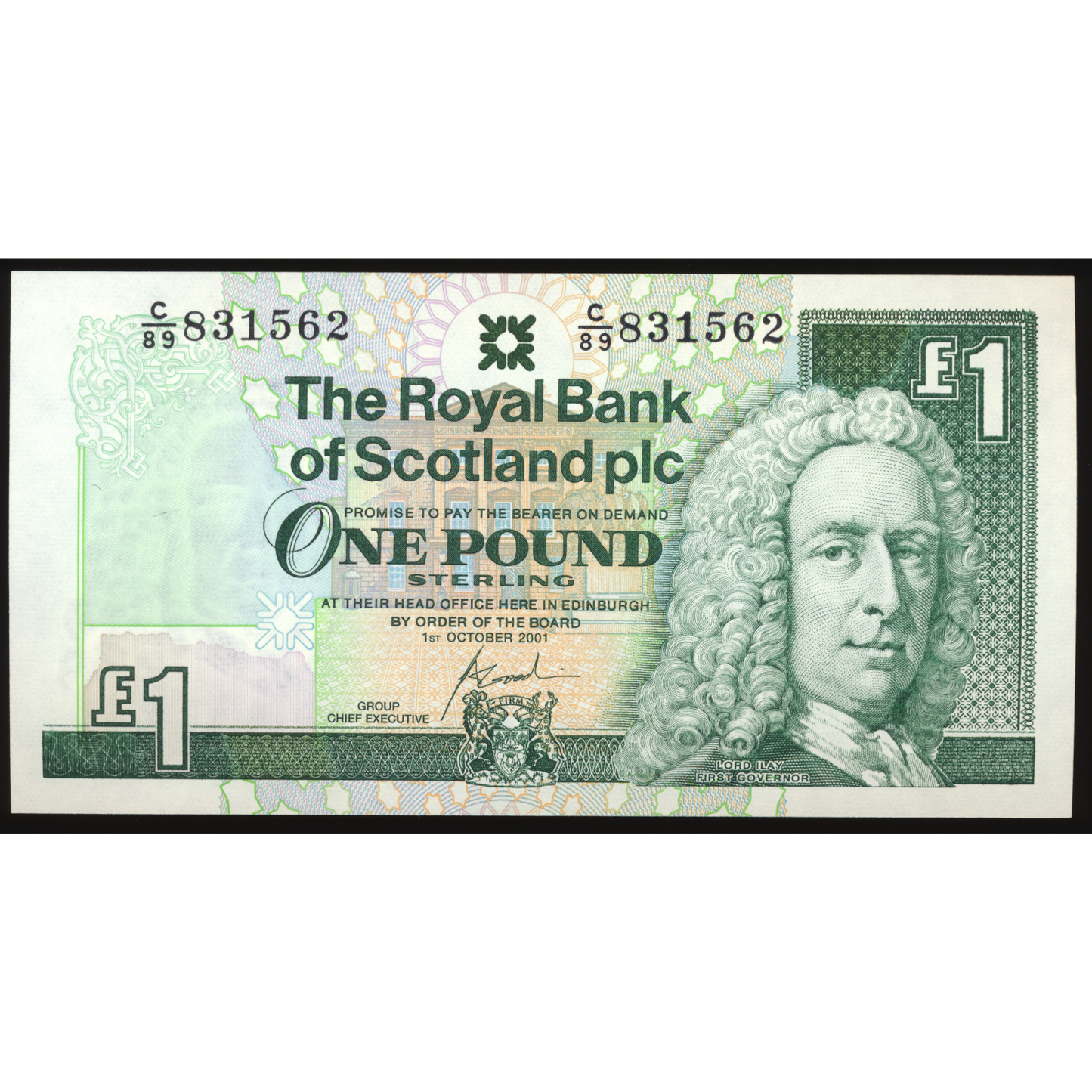 SC833f RB92b 2000 Royal Bank of Scotland £1 UNC C/89