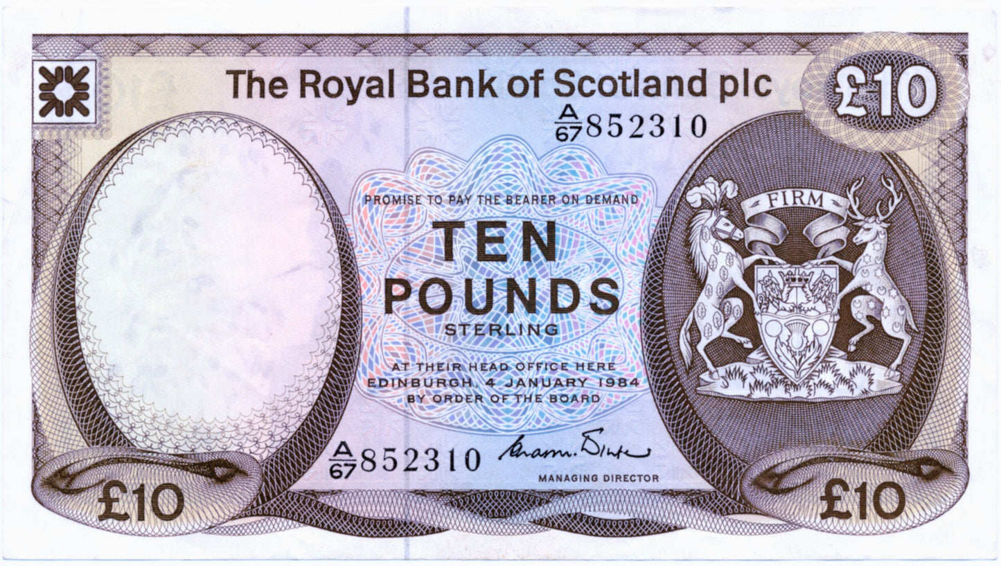 SCOTLAND P.343a SC851a 1984 Royal Bank of Scotland £10 EF A/67