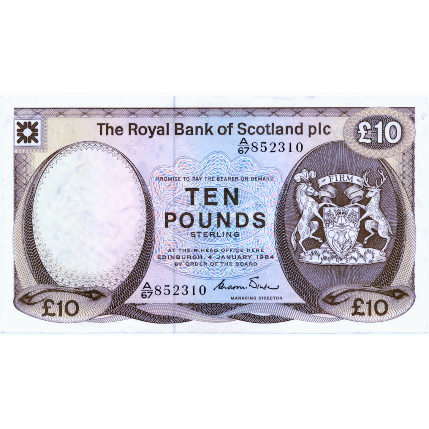 SCOTLAND P.343a SC851a 1984 Royal Bank of Scotland £10 EF A/67