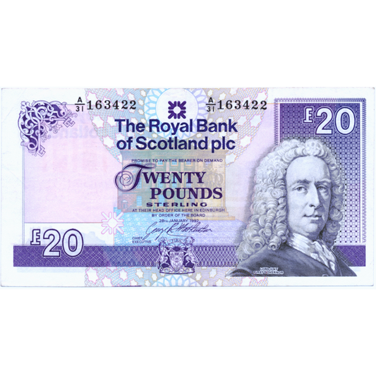 SCOTLAND P.354b SC863b 1992 Royal Bank of Scotland £20 GEF A/31