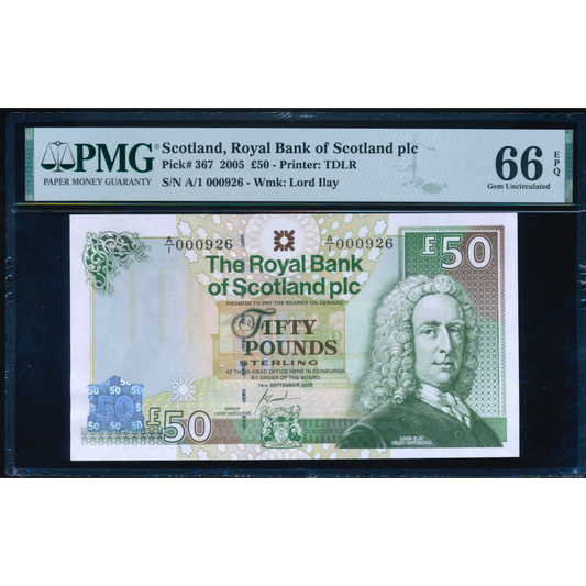 SCOTLAND P.366 SC871 2005 Royal Bank of Scotland First series A/1 £50 GEM UNC 66 EPQ