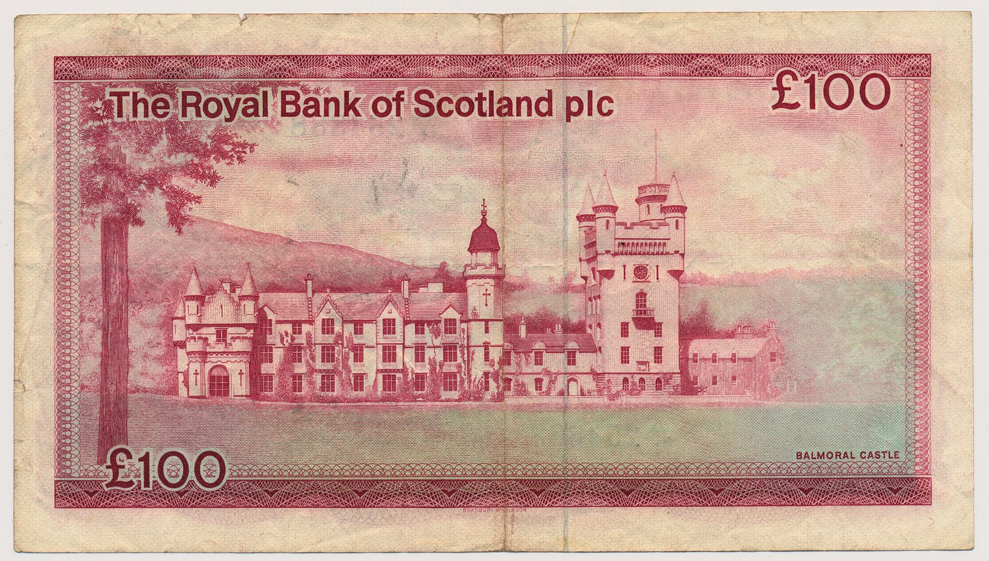 SCOTLAND P.345 SC881 1982 Royal Bank of Scotland First series £100 GF/AVF A/1