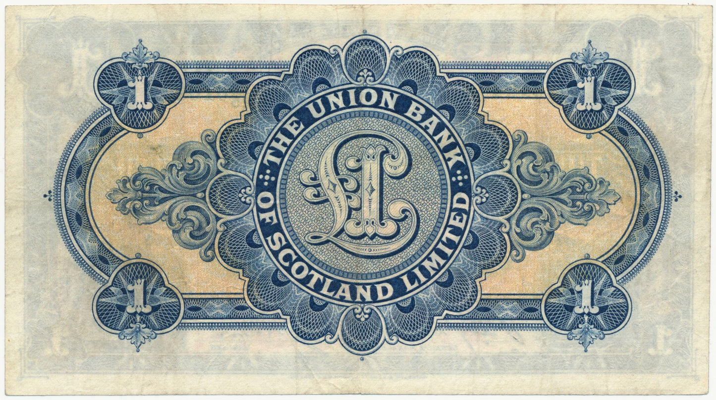 SCOTLAND P.S815c SC903e 1947 Union Bank of Scotland £1 VF W/25