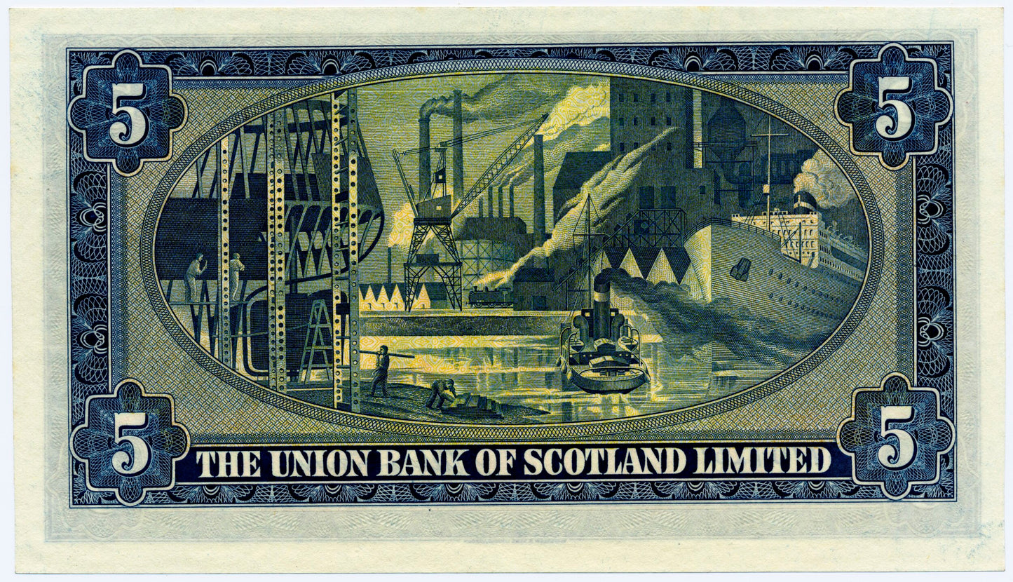 P.S817a SC913a 1952 Union Bank of Scotland £5 AUNC B