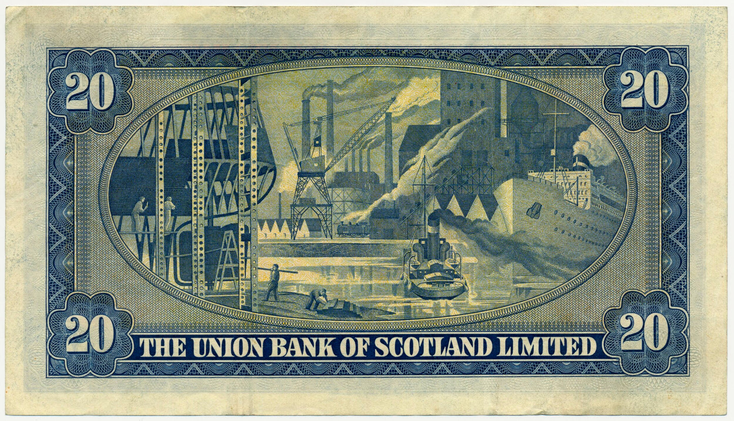 SCOTLAND P.S818 SC933 1952 Union Bank of Scotland £20 VF 30