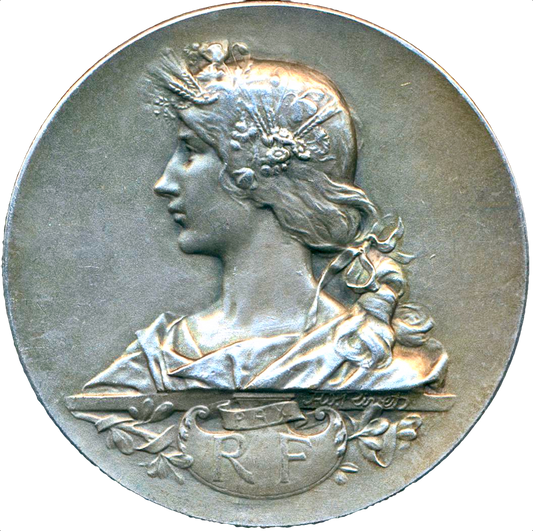 1889 FRANCE Société Canine de la Basse-Seine 45mm silvered bronze medal by Adolphe Rivet